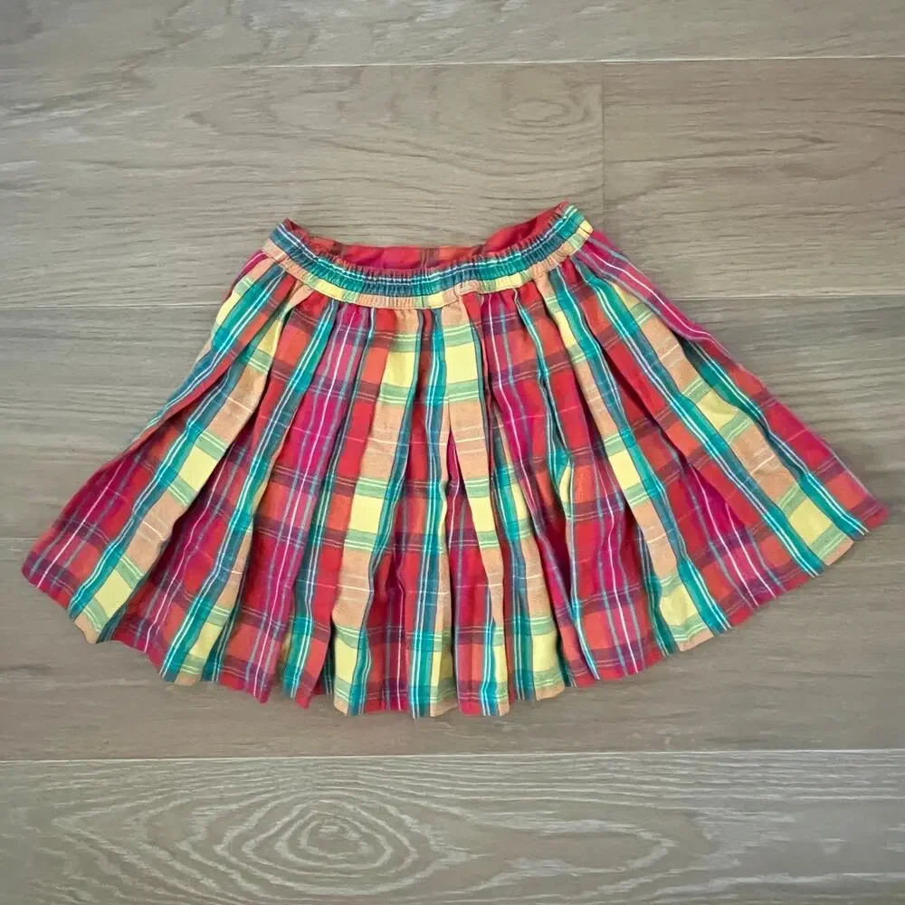Vintage Gymboree Plaid Skirt Girls XL Rainbow Tag Multicolor Pleated Skirt